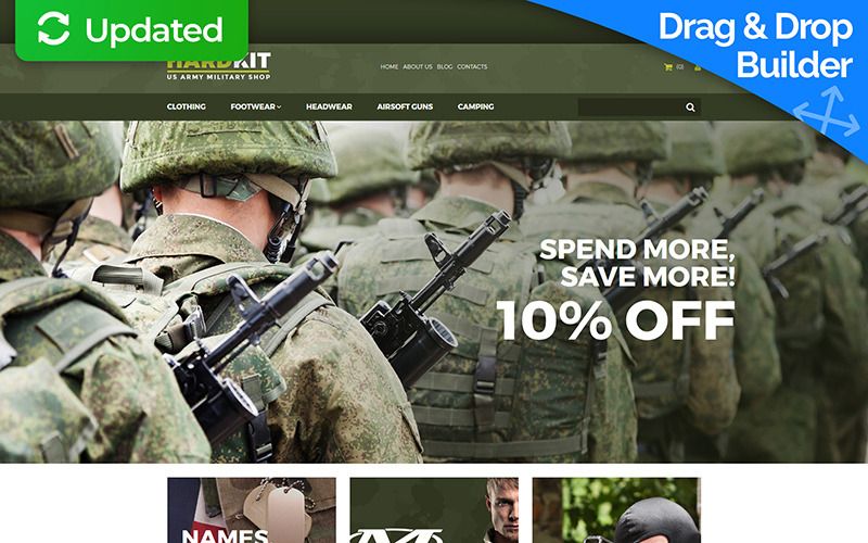 HardKit - Modello di e-commerce MotoCMS del negozio militare dell'esercito americano