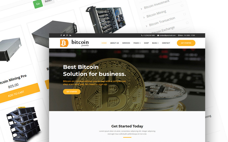 Bitcoin - Mijnbouw en cryptocurrency Joomla 5-sjabloon