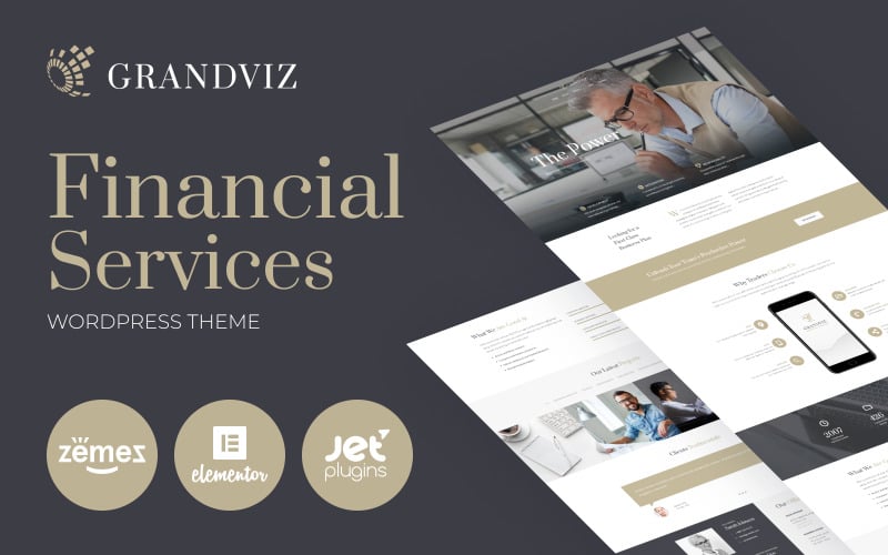 - Grandviz—ПремиумтемаElementor WordPressдляфинансовойкомпании