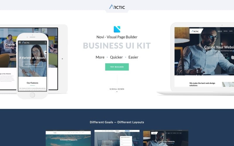 Arctica - Modèle de page de destination pour entreprise polyvalente avec Novi Builder