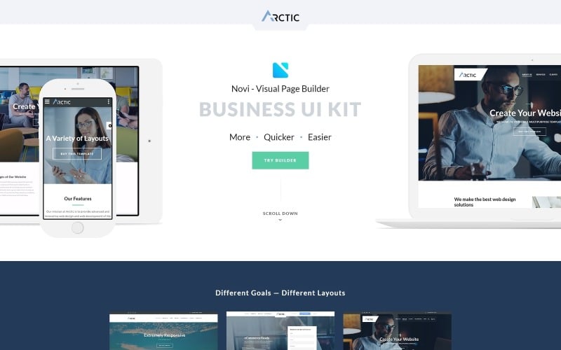 Arctica -多用途业务与Novi Builder登陆页面模板