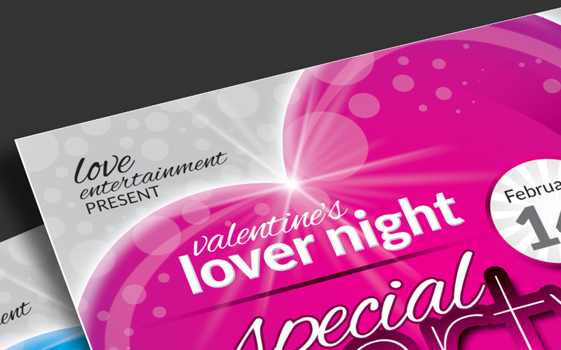 Forfait Saint-Valentin: flyer, billet d'événement, couverture de la chronologie Facebook, pass VIP et carte d'invitation