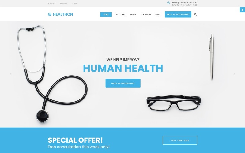 Healthon - Шкільний шаблон Joomla Clean