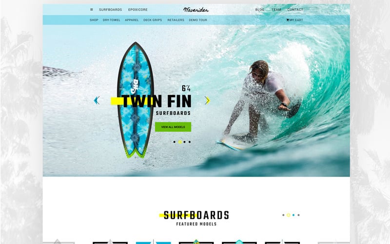 Інтернет-магазин для серфінгу PSD шаблон