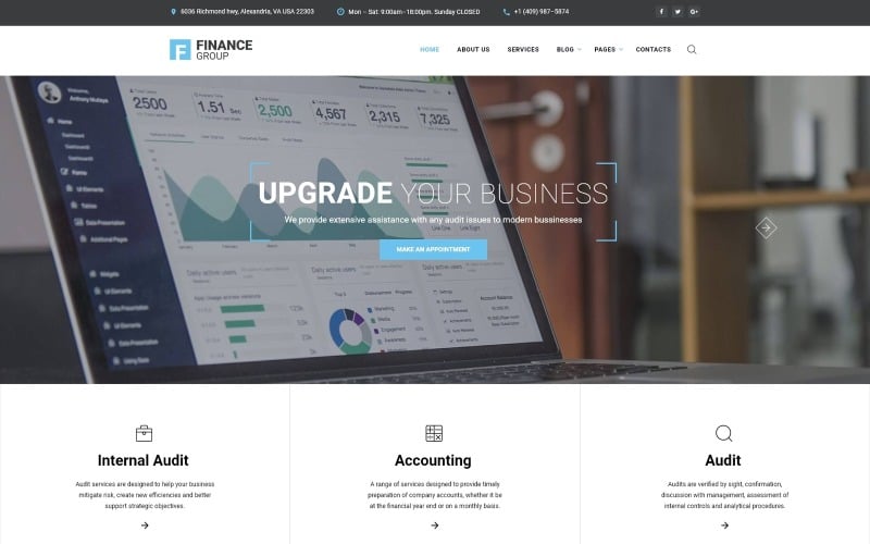 Finance Group - Многостраничный HTML-шаблон веб-сайта по бухгалтерскому учету и аудиту
