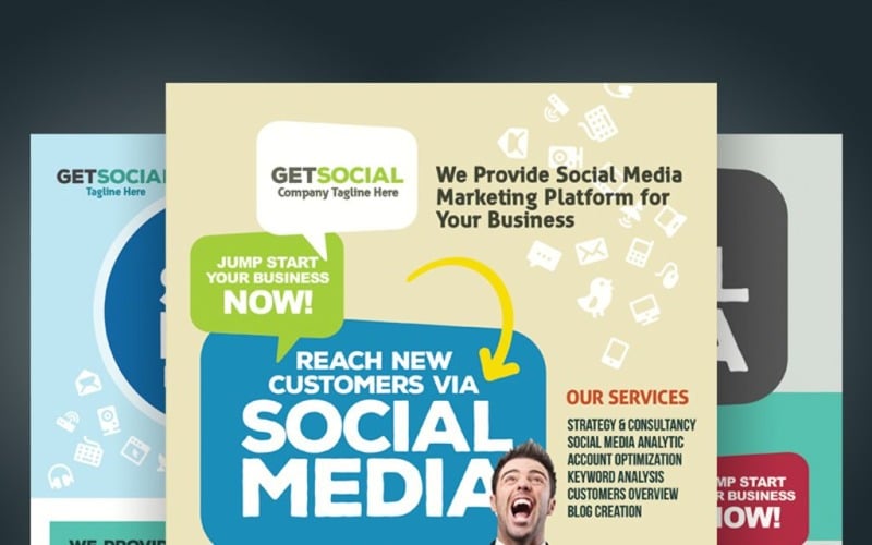 社会媒体营销传单PSD模板