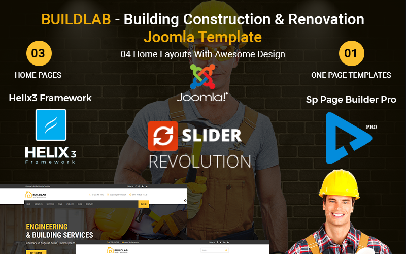 建筑实验室-建筑建设 & 更新Joomla模板