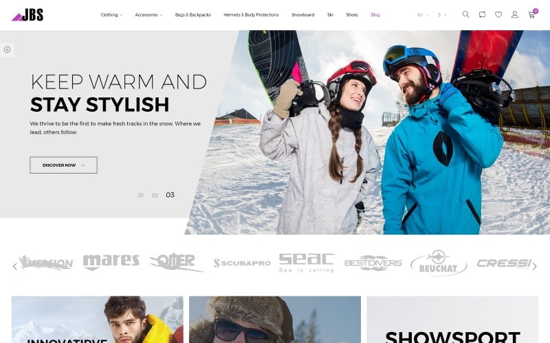 JBS - Thème PrestaShop pour équipements de sports d'hiver