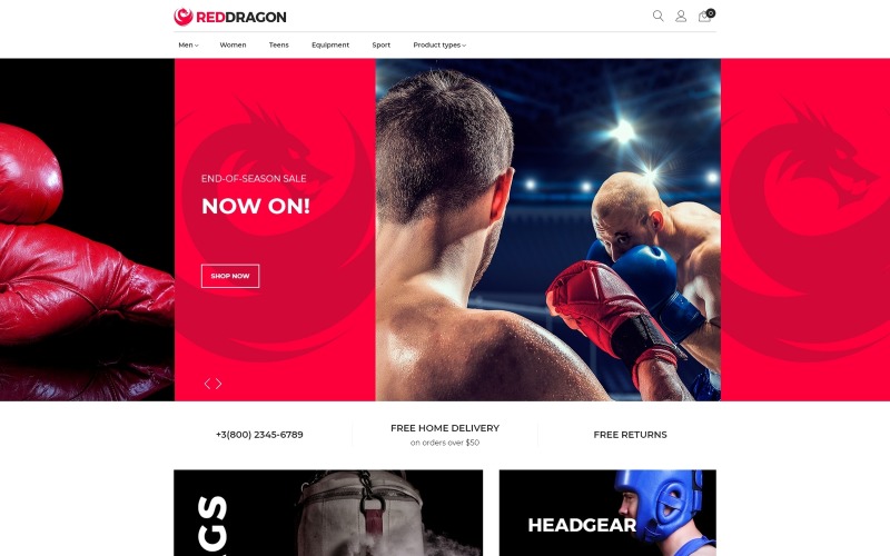 RedDragon - Tema Magento de la tienda de artes marciales