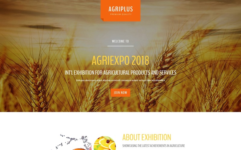 Agriplus -令人印象深刻的农业展览与内置的Novi建设者登陆页模板