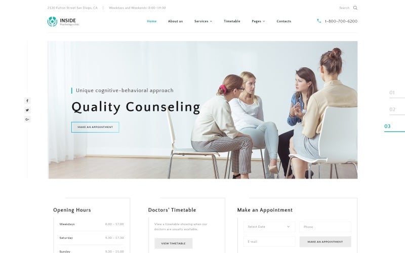 Inside - Psychology Clinic Multipage HTML5 网站 Template
