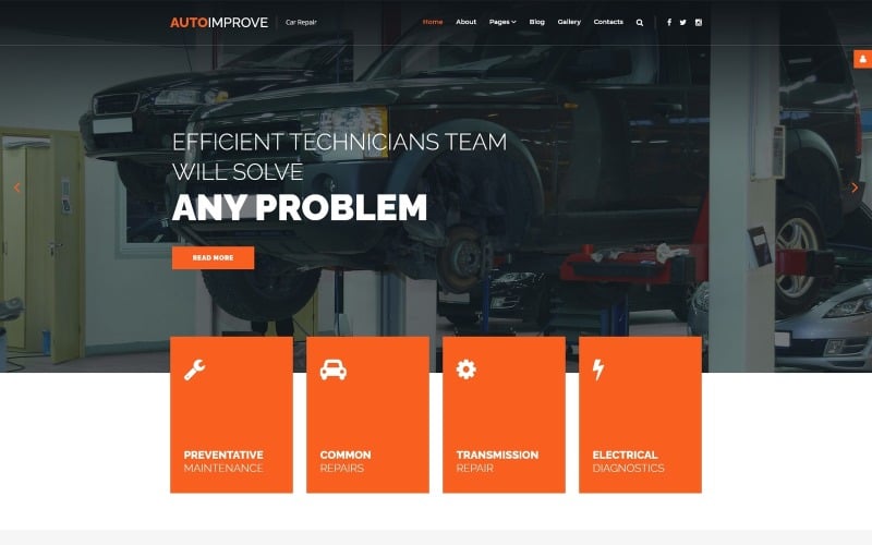 Autoimprove - autoopravárenská vícestránková kreativní šablona Joomla