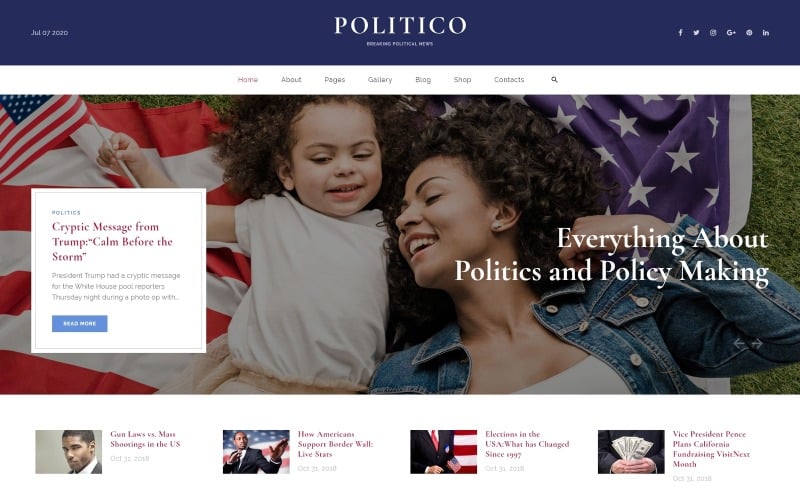 Politico - Politiek tijdschrift HTML5-websitesjabloon met meerdere pagina's