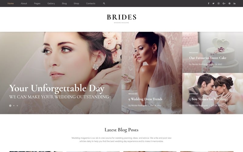 新娘-婚礼杂志多用途的HTML网站模板