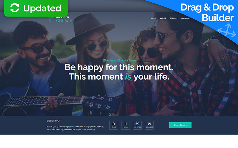 Moderne Kirche - Religiöse MotoCMS 3 Landing Page Vorlage