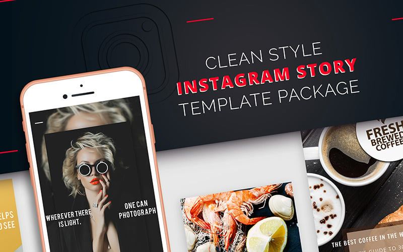 干净的风格Instagram故事包社交媒体模板