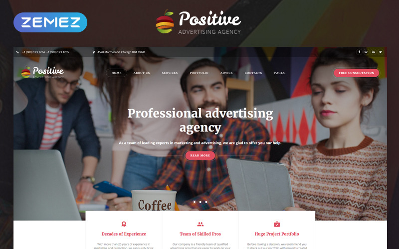 Positive - Advertising Agency Multipage HTML5 网站 Template