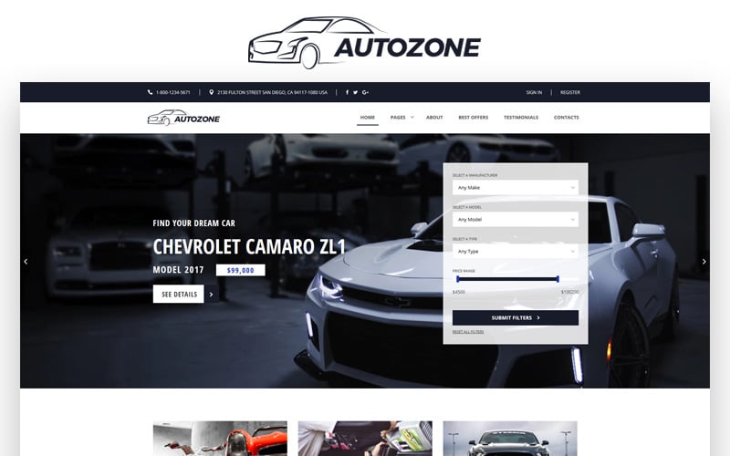 Autozone - Auto Dealer 引导 HTML5网站模板