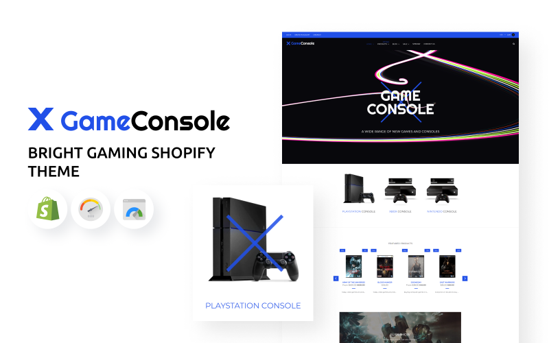 Console di gioco - Tema luminoso di Shopify per i giochi