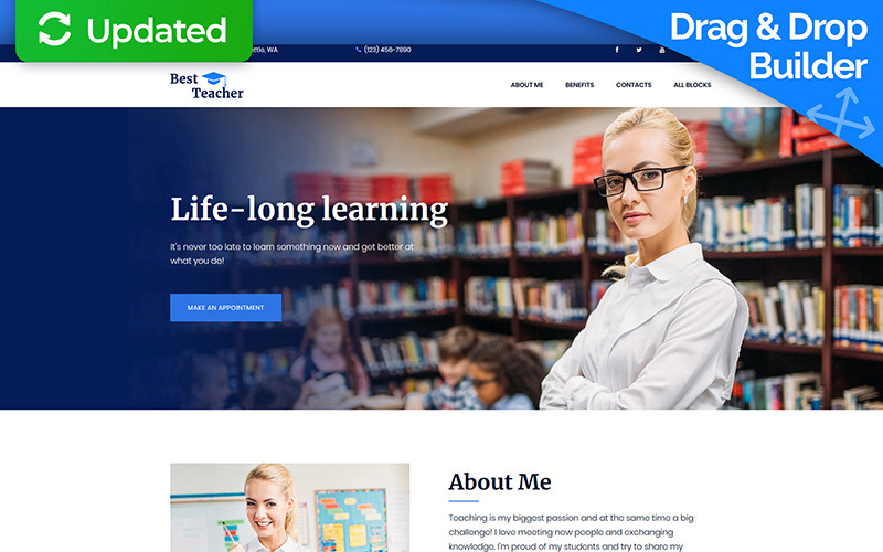 Best Teacher - Education MotoCMS 3 Landing Page Template