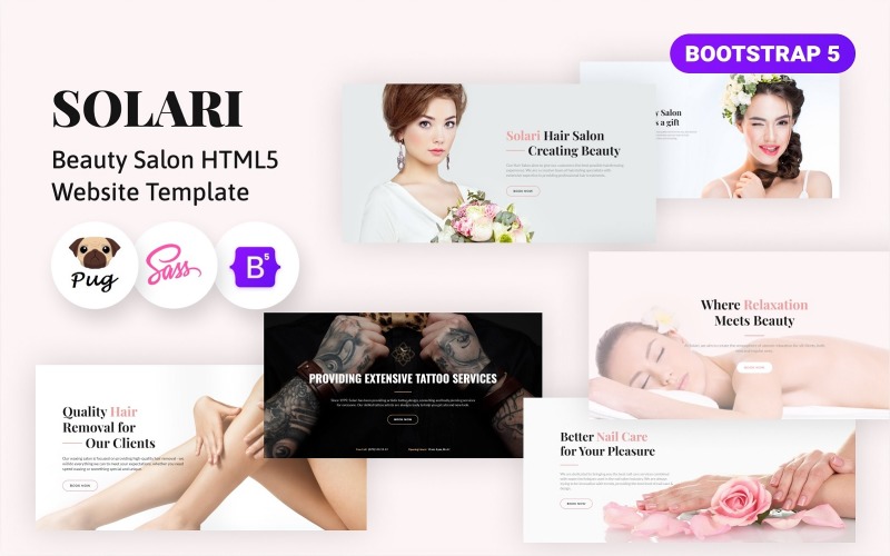 Solari - Modello di sito web HTML5 per salone di bellezza