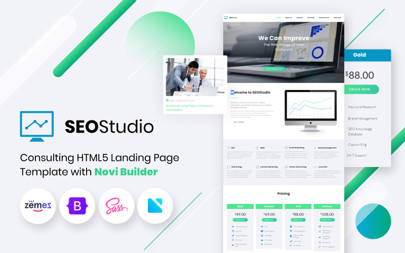 SEO Studio -使用诺维构建器的登陆页模板查询HTML