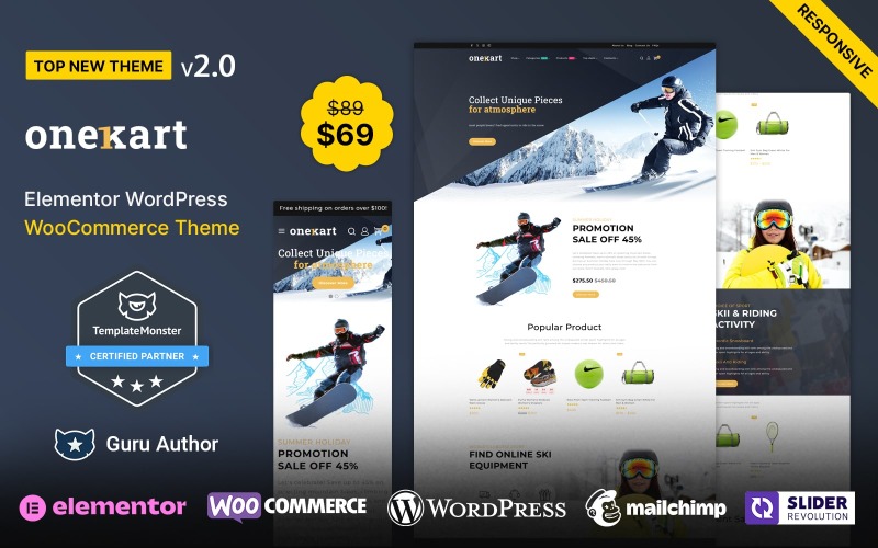 OneKart - Sportmode och Multipurpose WooCommerce-tema