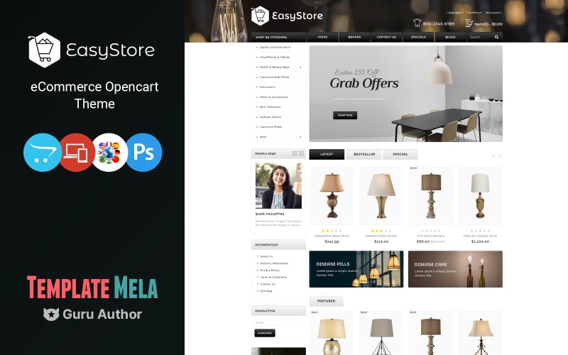 Easy - Modern lighting and Furniture OpenCart Template