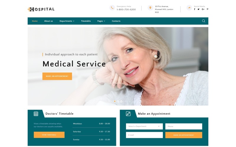 医院-医疗服务多页面HTML5网站模板