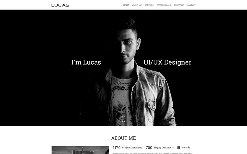 卢卡斯作品集-单页创意PSD模板