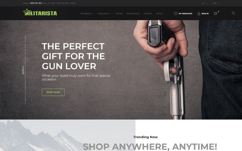 Militarista - Tema de PrestaShop para Tienda de Armas