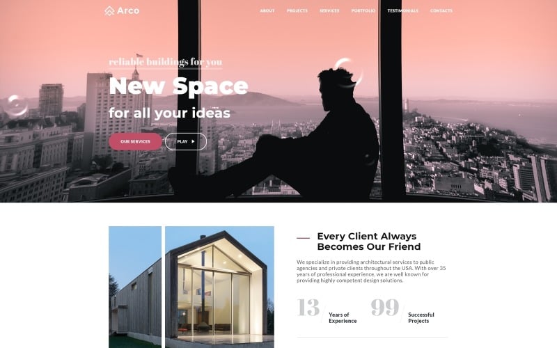 Arco - Elegant Architect Portfolio HTML 着陆页 Template