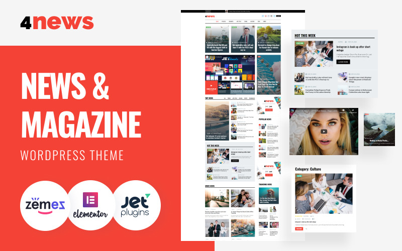 4News - Nyheter och tidskrifter WordPress Elementor Theme
