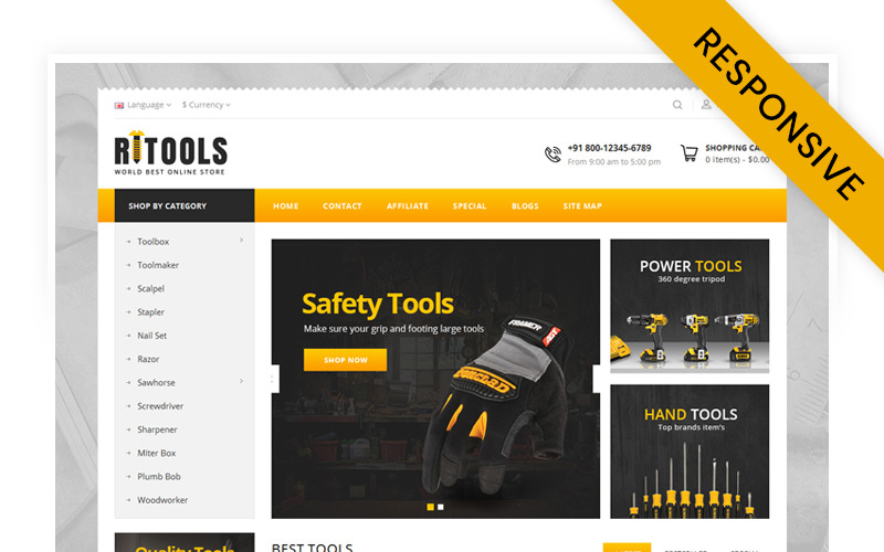 Online Tools Store OpenCart-sjabloon