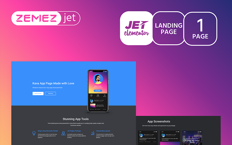 Appsine - Application mobile - Kit Jet Elementor