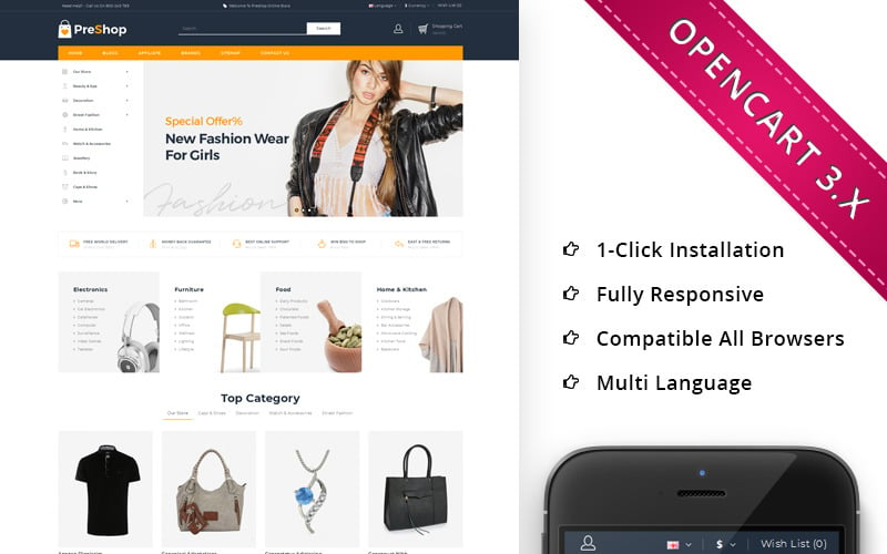 LeeShop Mega Store - Modello OpenCart reattivo