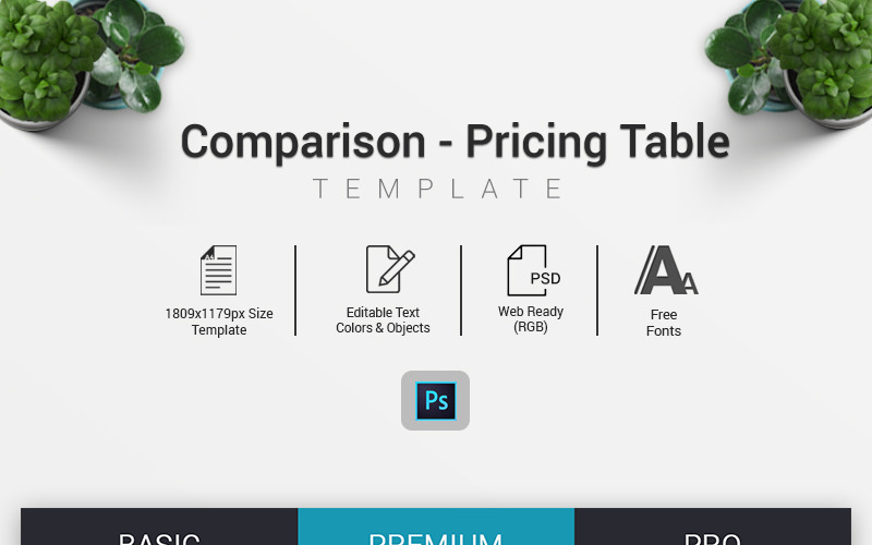 Comparación: elementos infográficos de la tabla de precios