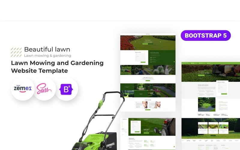 美丽的草坪-网站模板移动和园艺草坪
