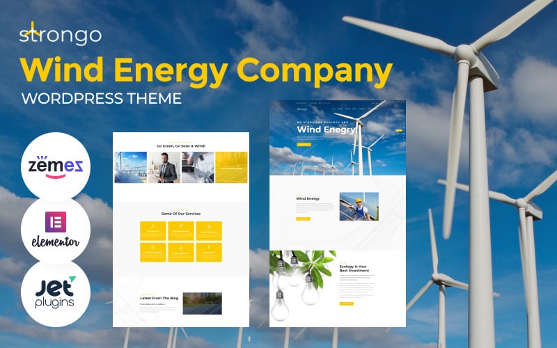 Strongo - Thème WordPress pour l'énergie éolienne et solaire
