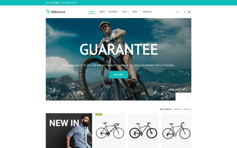 Biketoria-自行车商店元素WooCommerce主题
