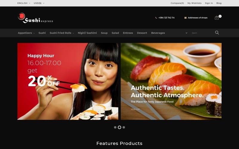 SushiExpress - Étterem áruház PrestaShop téma