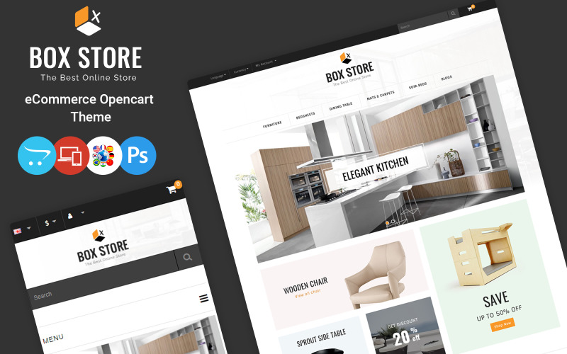 BoxStore - Loja de móveis e decoração de interiores OpenCart Template