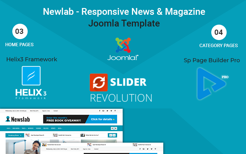 Newslab - Szablon Joomla dla wiadomości i magazynów