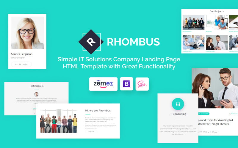 Rhombus - Modèle de page de destination de l'entreprise informatique