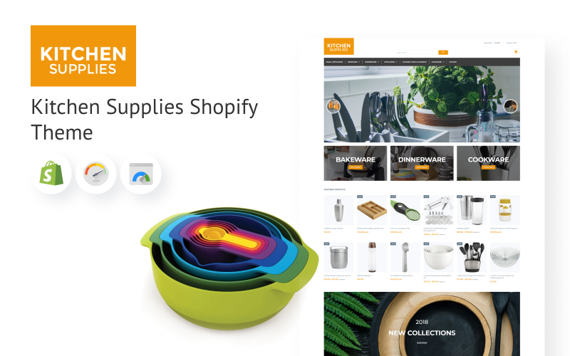 Suprimentos de cozinha Shopify Theme para comércio eletrônico