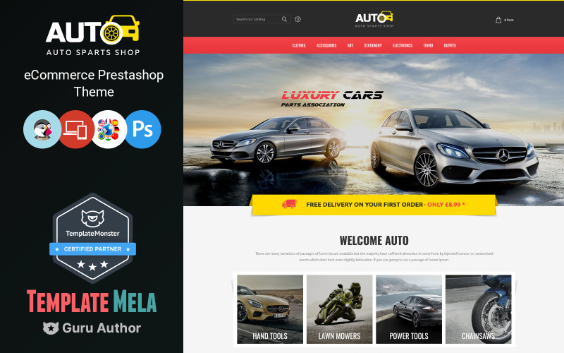 Tema PrestaShop del negozio di ricambi auto