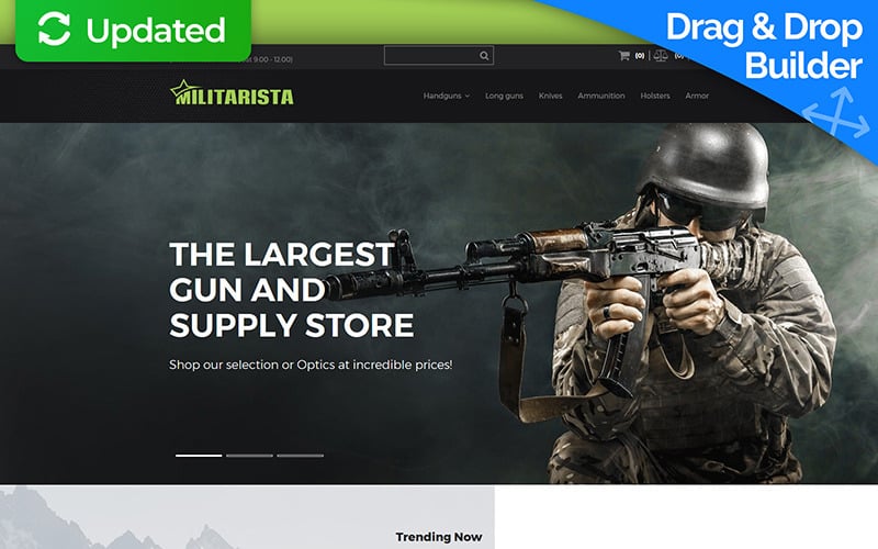 Militarista - Šablona elektronického obchodu MotoCMS se zbraněmi