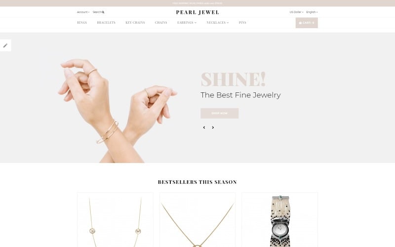 珍珠珠宝-精致的珠宝网上商店OpenCart模板