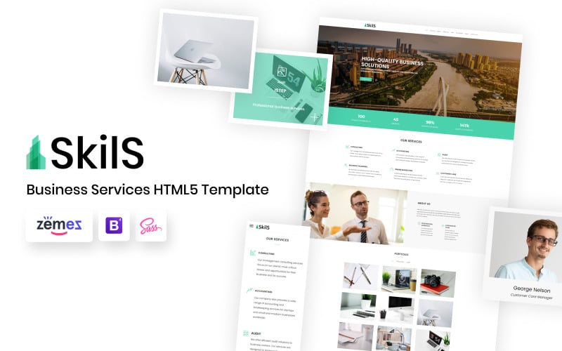Skils - Шаблон целевой страницы HTML для бизнес-услуг