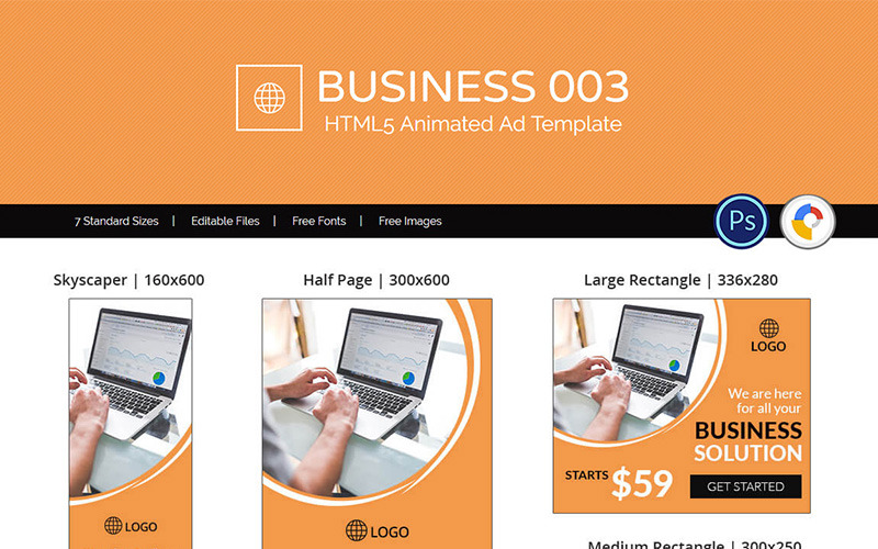 Banner animado de anuncio HTML5 de Business 003